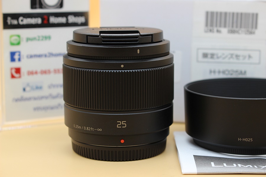 ขาย Lens Panasonic LUMIX G 25mm F1.7 ASPH (สีดำ) สภาพสวยใหม่ อดีตประกันร้าน ไร้ฝ้า รา อุปกรณ์ครบกล่อง  อุปกรณ์และรายละเอียดของสินค้า 1.Lens Panasonic LUMIX